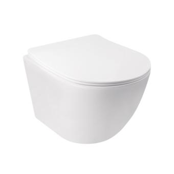 Унітаз Jay підвісний Rimless 520х360х320 мм з сидінням Slim Duroplast/ Soft-close/ Quick relase White Qtap