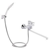 Змішувач для ванни Grand з поворотним виливом (з душовим гарнітуром) Chrome/White Qtap