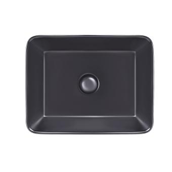Qtap Tern Раковина накладна прямокутна з донним клапаномx Matt Black