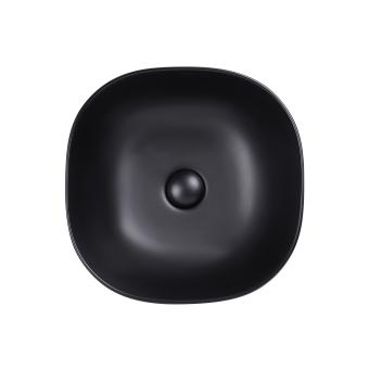 Qtap Kolibri Раковина накладна квадратна з донним клапаном Matt Black