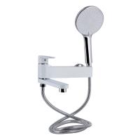Змішувач для ванни Jay з поворотним виливом (з душовим гарнітуром) Chrome/White Qtap