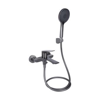 Змішувач для ванни Vlasta New (з душовим гарнітуром) Gunmetal Black PVD Qtap