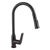 Змішувач для кухні Vlasta New з висувним виливом Gunmetal Black PVD Qtap