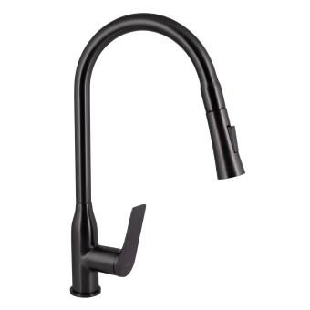 Змішувач для кухні Vlasta New з висувним виливом Gunmetal Black PVD Qtap