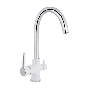 Змішувач для кухні Grand з підключенням для питної води Chrome/White Qtap