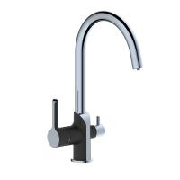 Змішувач для кухні Grand з підключенням для питної води Chrome/Black Qtap