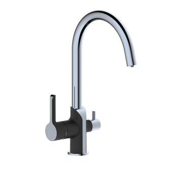 Змішувач для кухні Grand з підключенням для питної води Chrome/Black Qtap