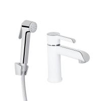 Змішувач для раковини Grand (з гігієнічним душем) Chrome/White Qtap