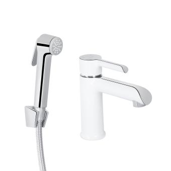 Змішувач для раковини Grand (з гігієнічним душем) Chrome/White Qtap