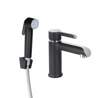 Змішувач для раковини Grand (з гігієнічним душем) Chrome/Black Qtap