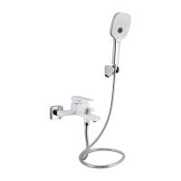 Змішувач для ванни Gemini (з душовим гарнітуром) Chrome/White Qtap