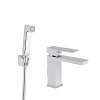 Змішувач для раковини Gemini (з гігієнічним душем) Chrome/White Qtap