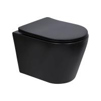 Унітаз підвісний Scorpio Ultra Quiet сидіння Slim Duroplast/Soft-close/Quick relase 520x365x365 мм MATT BLACK Qtap