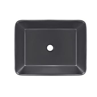 Раковина Tern накладна прямокутна без донного клапана Matt Black Qtap