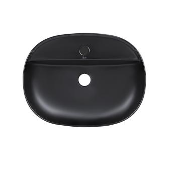Раковина Scorpio накладна овальна без донного клапана Matt Black Qtap