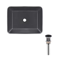 Комплект Qtap Tern: Раковина накладна прямокутна Matt Black + Донний клапан PU03