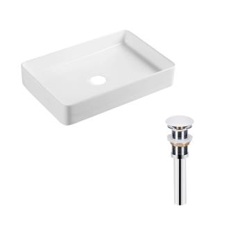 Комплект Qtap Tern: Раковина накладна прямокутна WHITE + Донний клапан PU02
