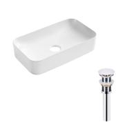Комплект Qtap Tern: Раковина накладна прямокутна WHITE + Донний клапан PU02