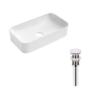 Комплект Qtap Tern: Раковина накладна прямокутна WHITE + Донний клапан PU02