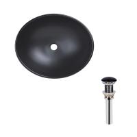 Комплект Qtap Dove: Раковина накладна овальна Matt Black + Донний клапан PU03