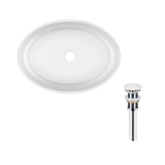 Комплект Qtap Kolibri: Раковина накладна овальна White + Донний клапан PU02