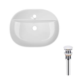 Комплект Qtap Scorpio: Раковина накладна овальна White + Донний клапан PU02