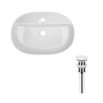 Комплект Qtap Scorpio: Раковина накладна овальна White + Донний клапан PU02