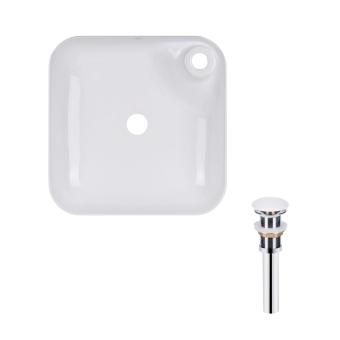 Комплект Qtap Stork: Раковина накладна квадратна White + Донний клапан PU02