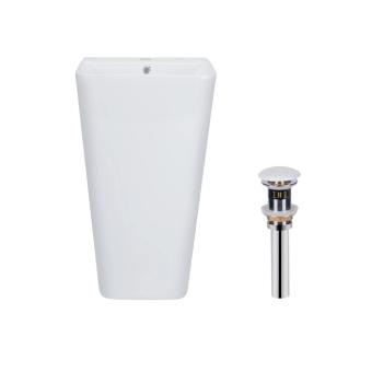 Комплект Qtap Tern: Раковина підлогова моноблок White + Донний клапан PU02O