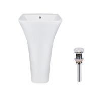 Комплект Qtap Crow: Раковина підлогова моноблок White + Донний клапан PU02O