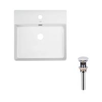 Комплект Qtap Nando LT: Раковина підвісна прямокутна White + Донний клапан PU02O