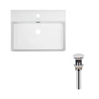 Комплект Qtap Nando LT: Раковина підвісна прямокутна White + Донний клапан PU02O