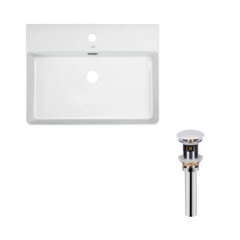 Комплект Qtap Nando LT: Раковина підвісна прямокутна White + Донний клапан PU02O