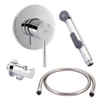 Комплект для гігієнічного душу Qtap Spring Chrome: Змішувач + Підключення з тримачем + Лійка + Шланг