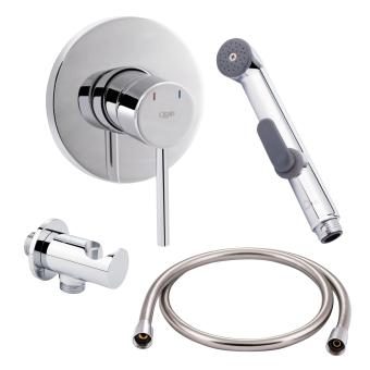 Комплект для гігієнічного душу Qtap Spring Chrome: Змішувач + Підключення з тримачем + Лійка + Шланг